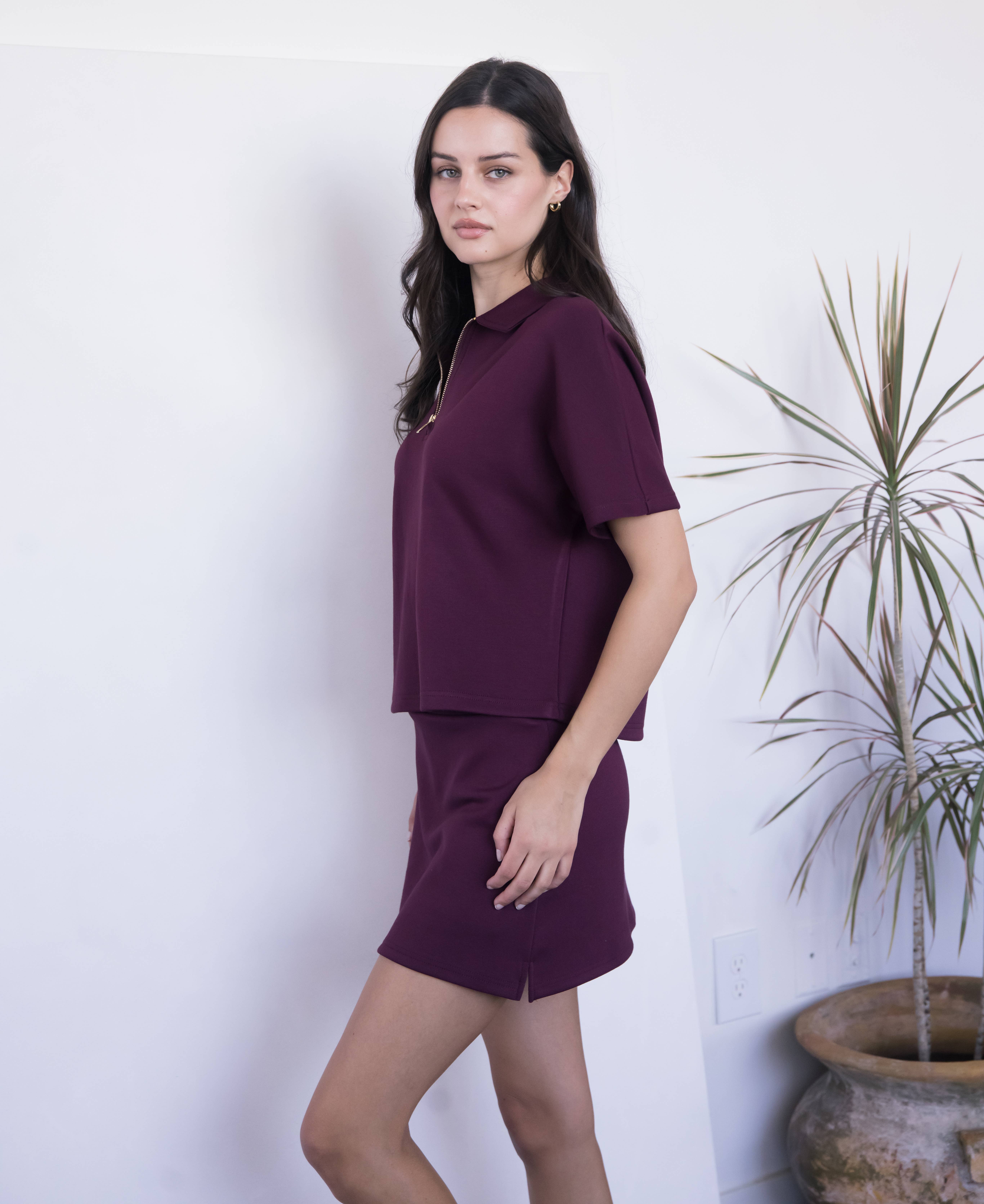 P. CILL - Wholesale Knit Top - Women's - P. CILL Butter Modal Short Sleeve Quarter Zip Top19