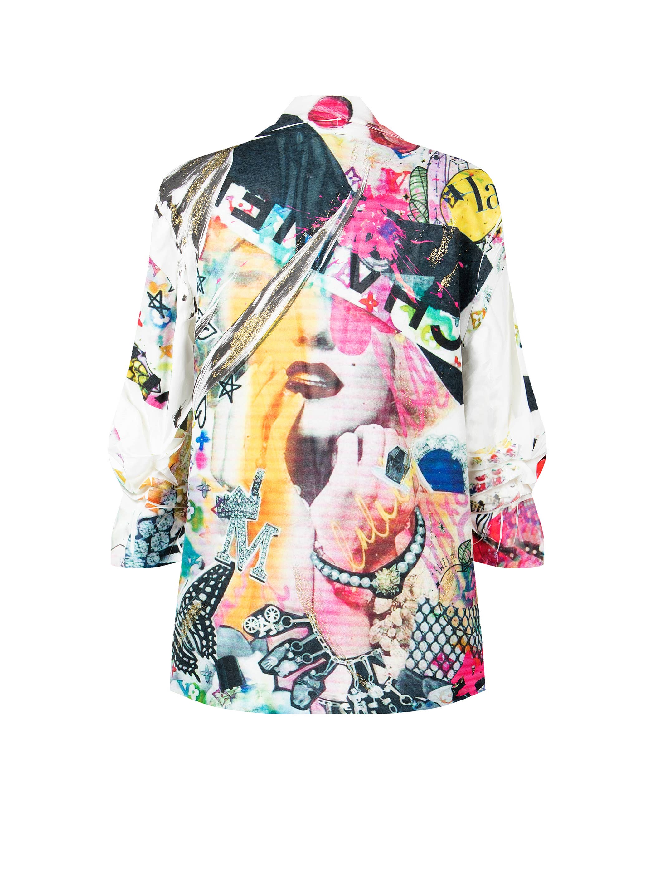 apiedinudinelparco - Vendita all'ingrosso Giacca - Donna - GIACCA BLAZER DONNA MANICHE ARRICCIATE FANTASIA STREET ART 16