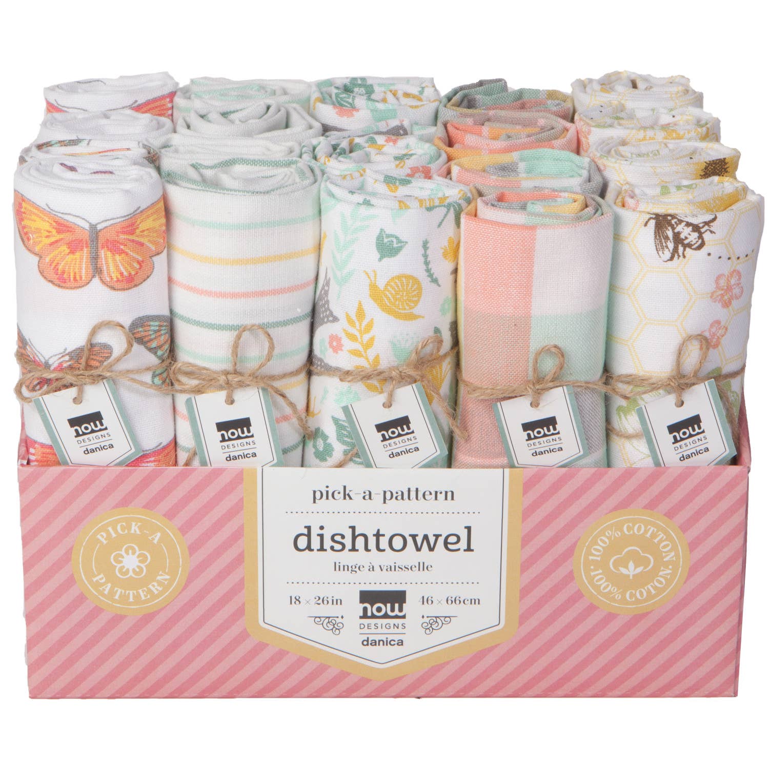 Now Designs by Danica - Wholesale Tea Towel - Bees & Butterflies Dishtowels Set of 20 Counter Display8