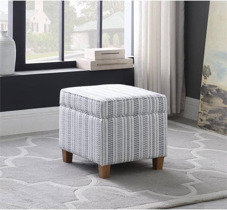 Blue Stripe Ottoman with Storage for Home Decor for wholesale on Faire1