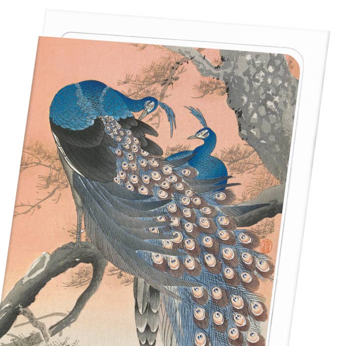 Ezen Trade – Cartão de saudação diária por atacado – CASAL DE PAVÕES (C.1910): Cartão Japonês2