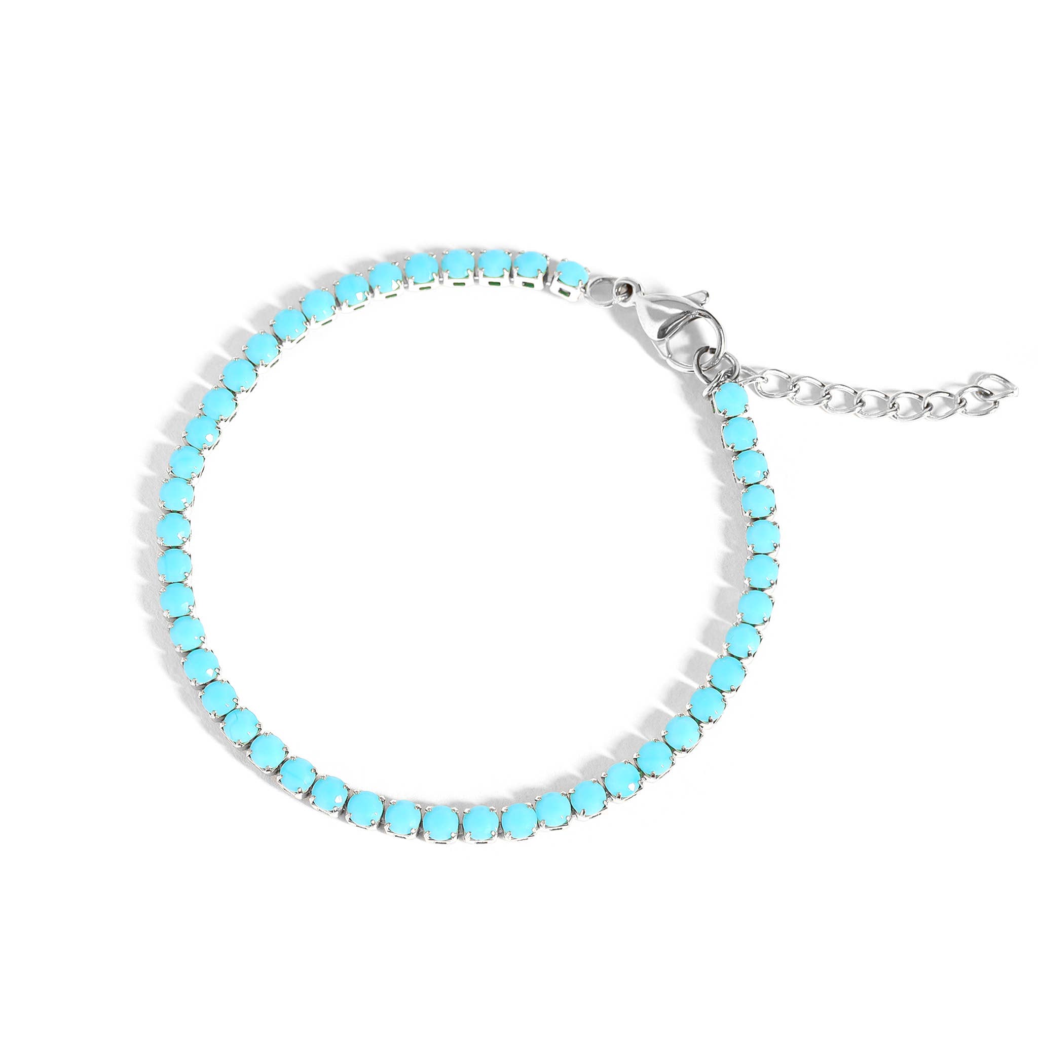 WJW - Vente Bracelet tennis - Bracelet de tennis en acier inoxydable avec strass et turquoises4