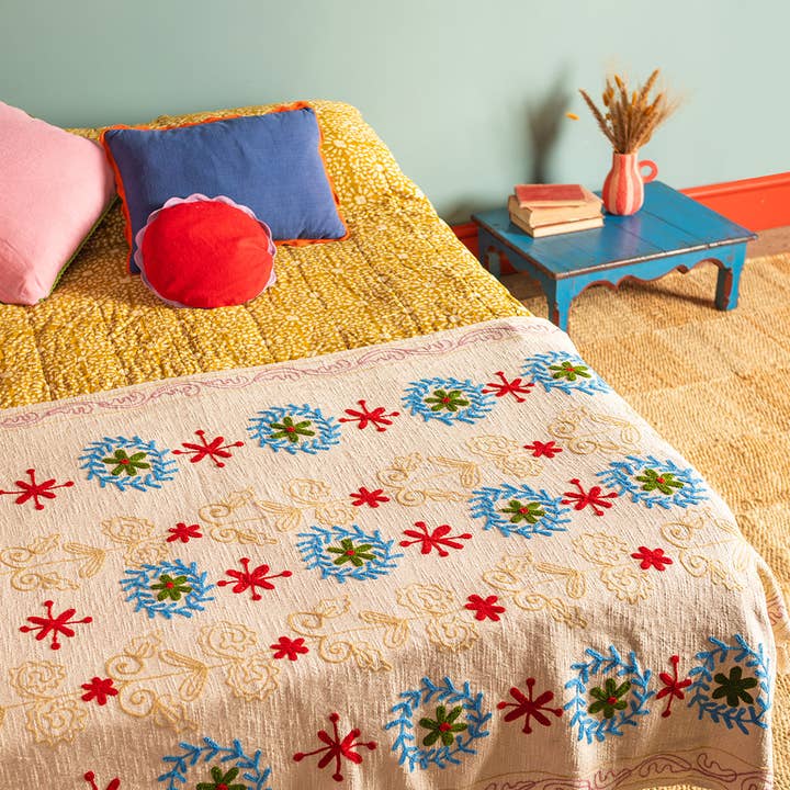 Red Flower Embroidered Throw and other Purchase Wholesale snow blanket. Free Returns & Net 60 Terms on Faire trending on Faire.