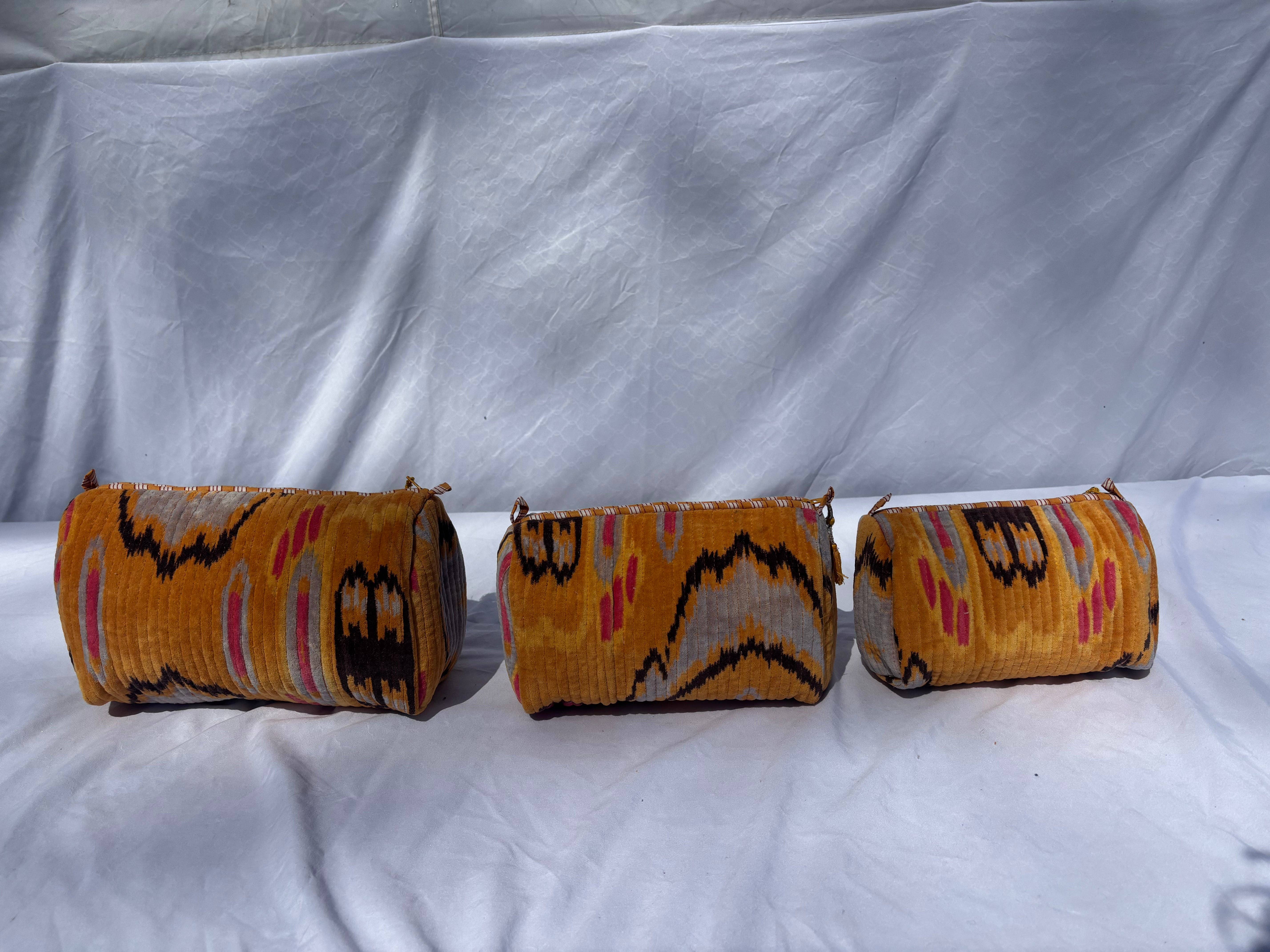 Tibet Handicrafts LLC - Wholesale Travel Set - Orange Velvet 3 Piece Travel Set9