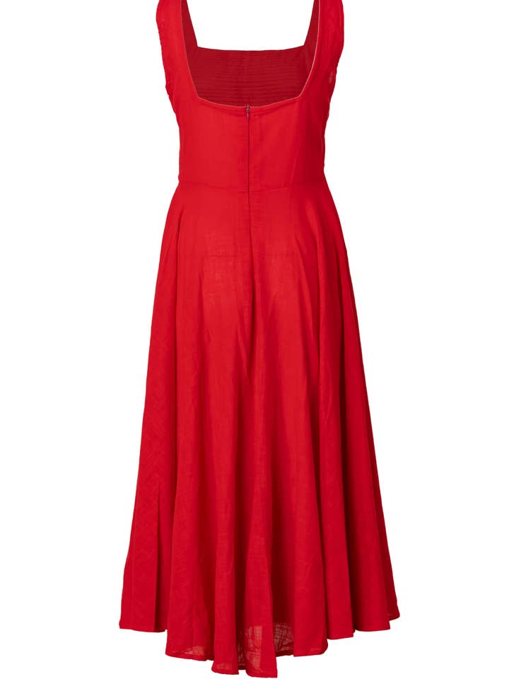 Ariastop.com corporation - Wholesale Dress - Women's - Pure Cotton Red Midi Dress for Women3