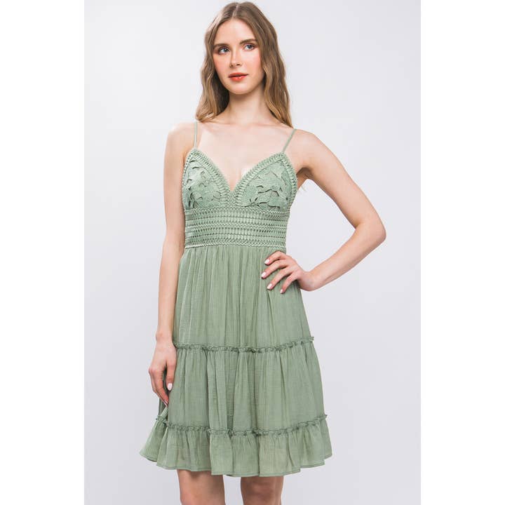 Laced Paneled Tie Back Midi Dress Flirty Comfortable and Per for wholesale by Apolline