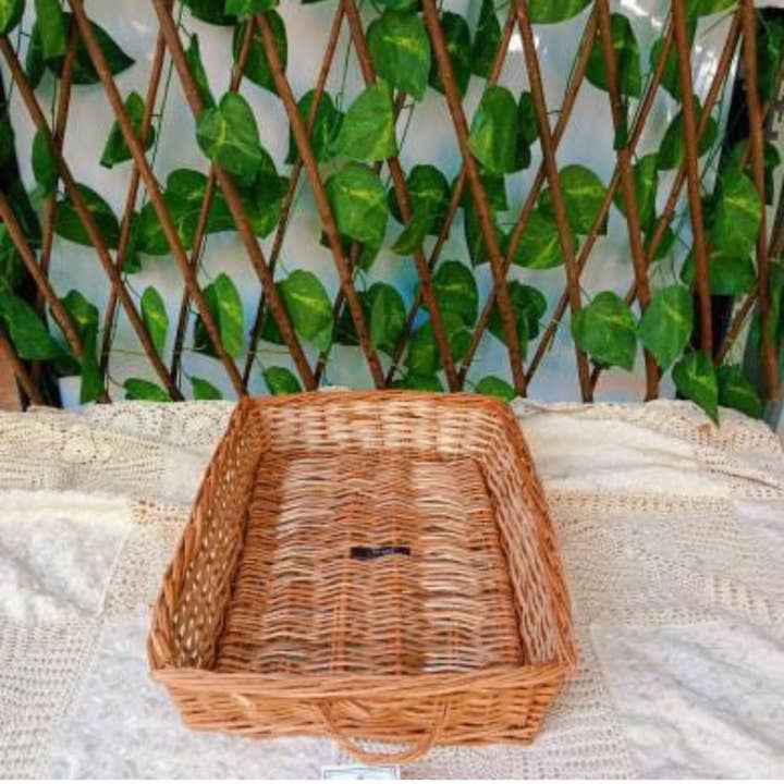 Cesta rectangular de mimbre Saanjh Maga, diseño bohemio para venta al por mayor de Saanjh