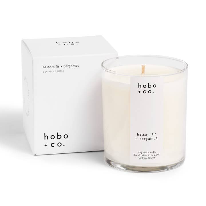 hobo + co. candles – Großhandel Kerze im Glas / gefüllte Kerze – Große Balsamtanne + Bergamotte Sojakerze0