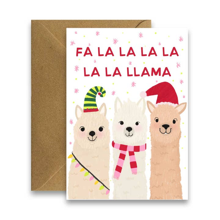 Kerst Lama's - Schattige Feestelijke Dierenkaart voor wholesale door By Claire Schorman