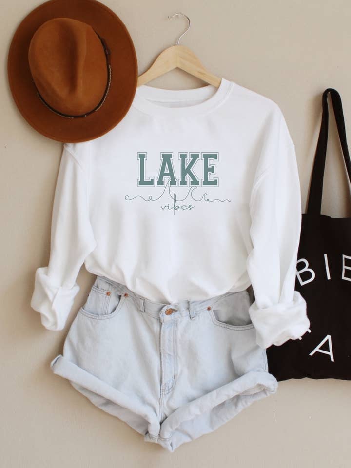 PNSS-Y4783 Lake vibes letters printed Graphic Sweatshirt for wholesale by PINK NABI