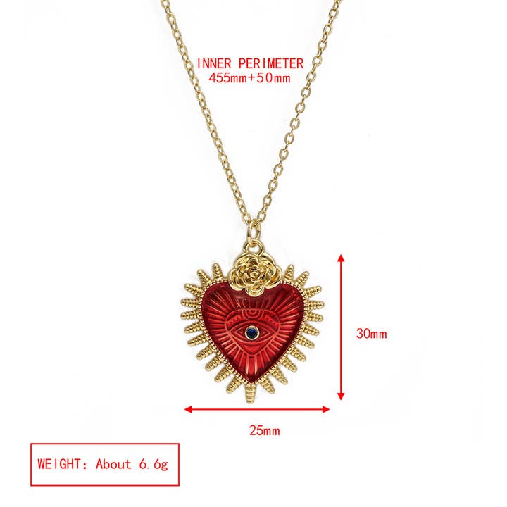 Gemscape UK – wholesale Pendant/charm necklace – Bleeding Heart Necklace - with Rose gold emboss, intricate2