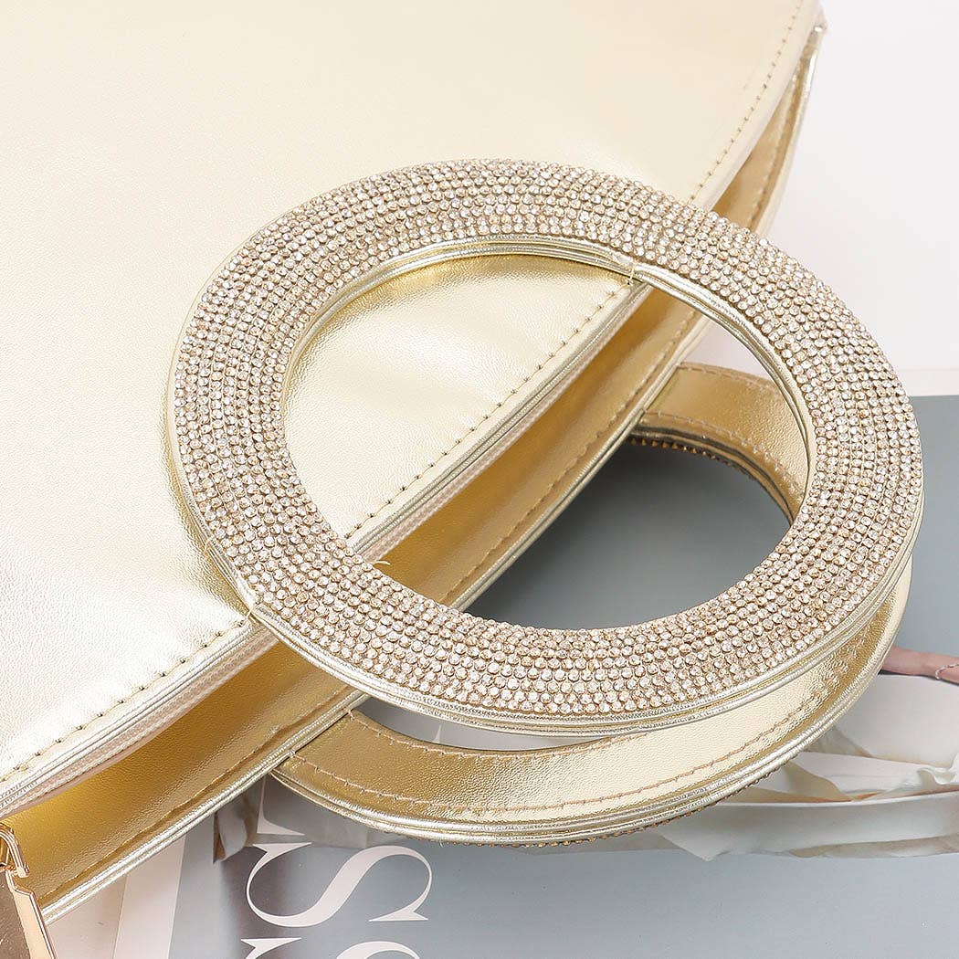 3AM BY H&D ACCESSORIES – Großhandel Clutch – Damen – Metallic Kunstleder Clutch mit Strassgriff4