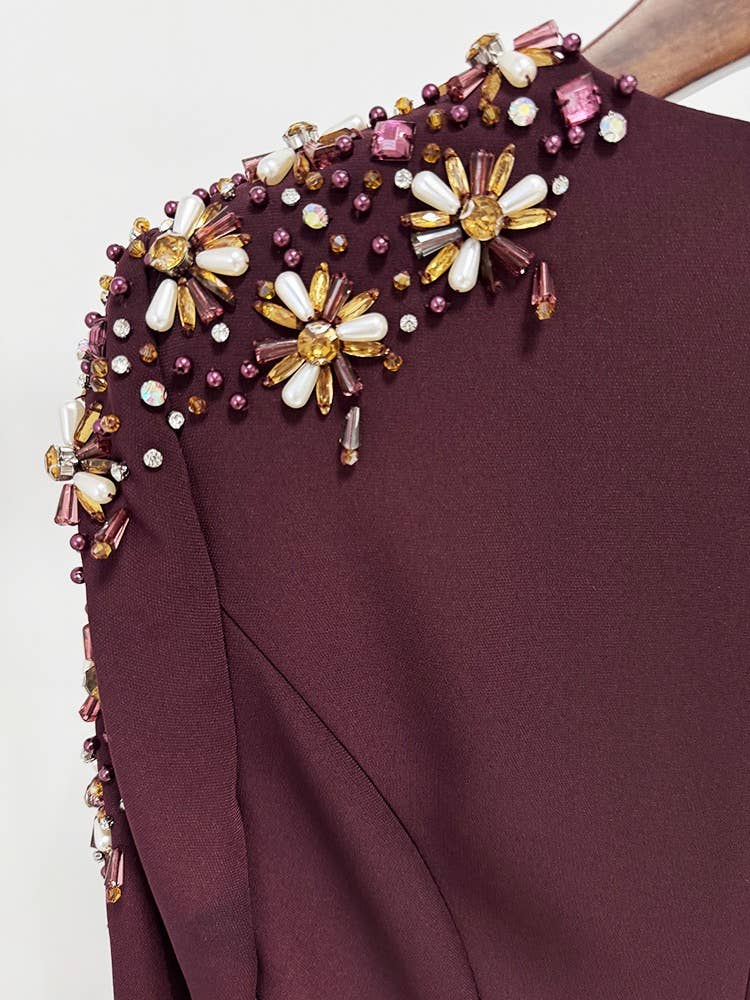 Productseeker - Wholesale Gown - Women's - 40Y Handmade Beaded Evening Dress with Front Slit and Train10