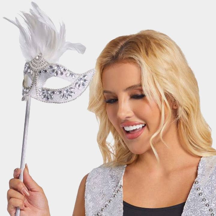 Madeline Love – wholesale Costume – Women's – Rhinestone Feather Embellished Masquerade Halloween Mask2