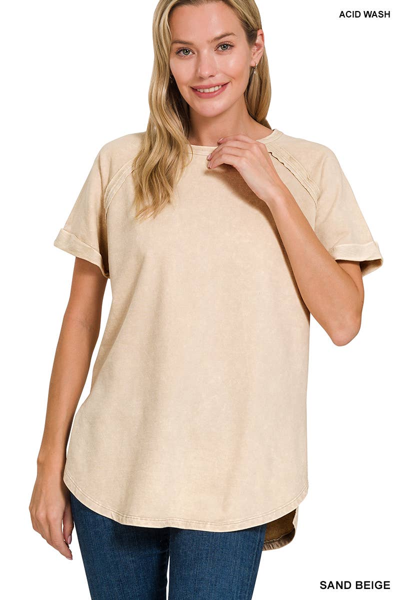 42POPS - Vendita all'ingrosso Maglietta - Donna - Top casual in French Terry lavaggio vintage con patch posteriore4