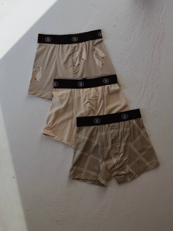 Boxers de Bambu (Pack de 3) | Ganso Tolo, Osso & Grelha de Linho por atacado de Forever French Baby