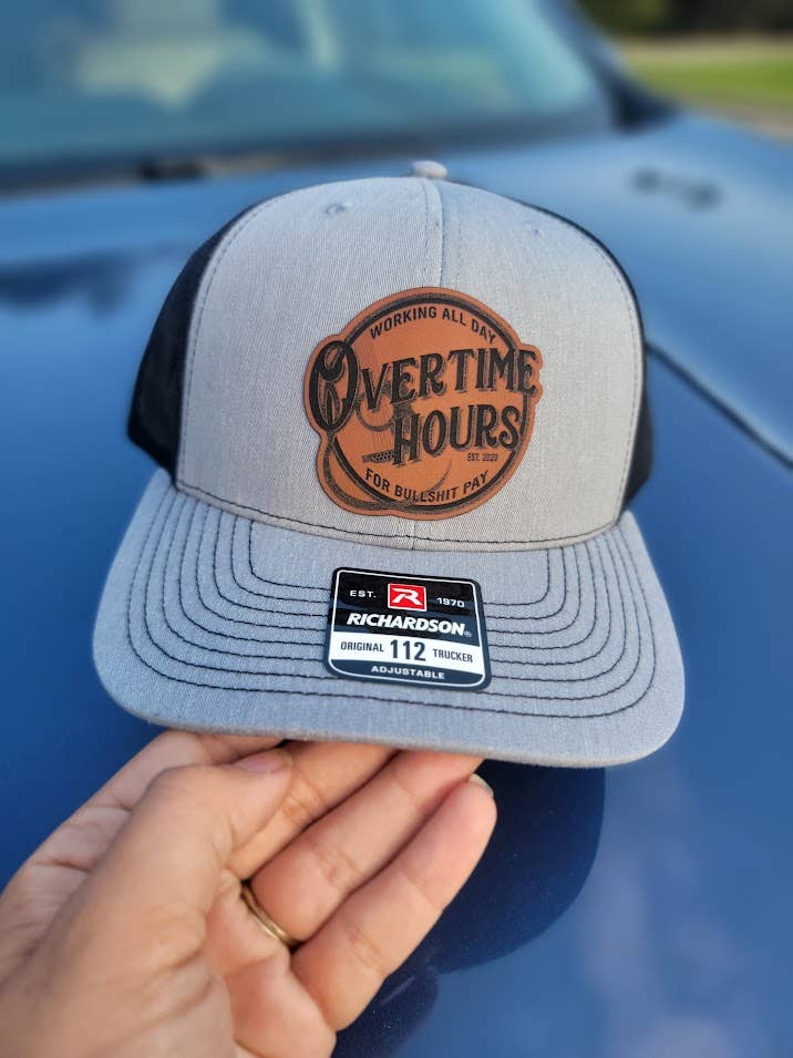 A Little Design Company - Wholesale Trucker Hat - Unisex - BEST SELLER | Overtime Hours Faux Leather Patch Hat1