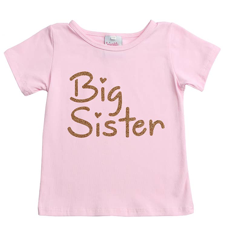 Sparkle Sisters by Couture Clips - Wholesale Screen Printed T-Shirt - Kids - Gold Big Sister Short Sleeve Tee0