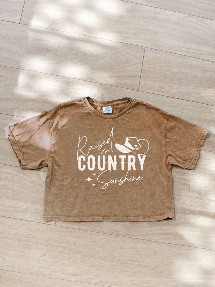 RAISED ON COUNTRY - Top corto con stampa minerale lavata per la vendita all'ingrosso da parte di OAT COLLECTIVE