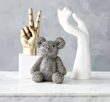 Interior Illusions Plus - Wholesale Money/Piggy Bank - Graphite Rhinestone Bear Piggy Bank  - 8" tall2
