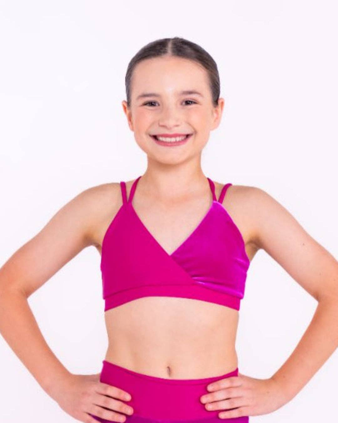 Pink Lemon Dancewear - Wholesale Athletic top – Kids - Indie Velvet Dance Crop Top1