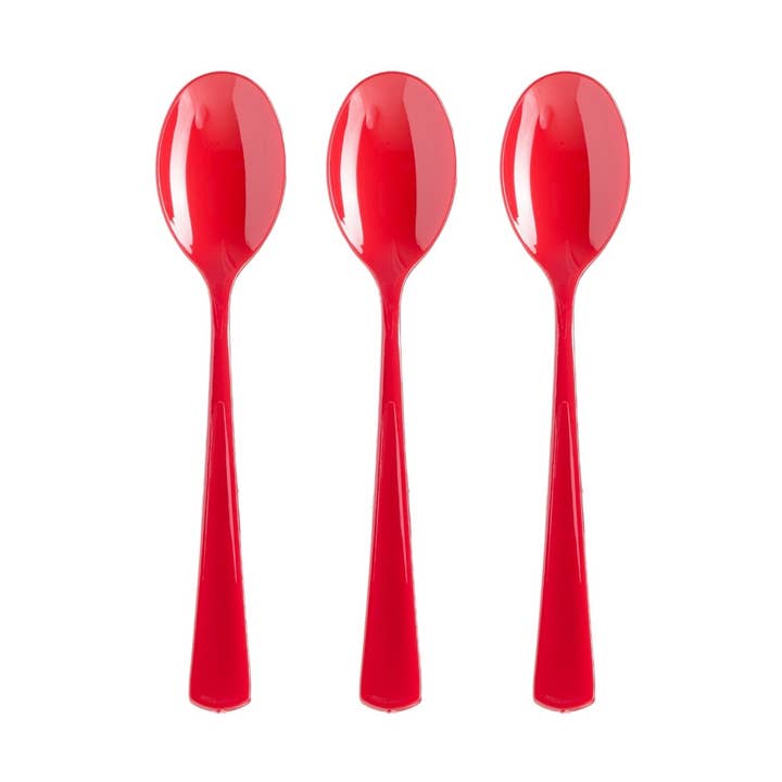 Vermelho Colher de Plástico Vermelho Heavy Duty - 50 Ct. para venda a revendedores na Faire0