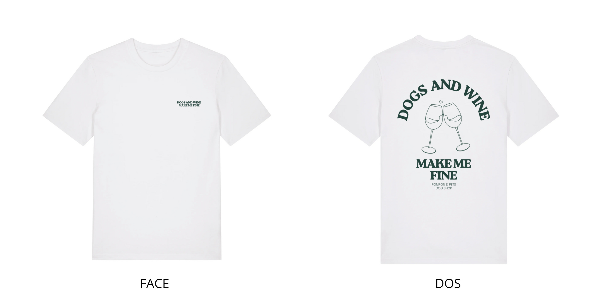 Pompon & Pets - Wholesale Screen Printed T-Shirt - Women's - T-Shirt Dogs and Wine2