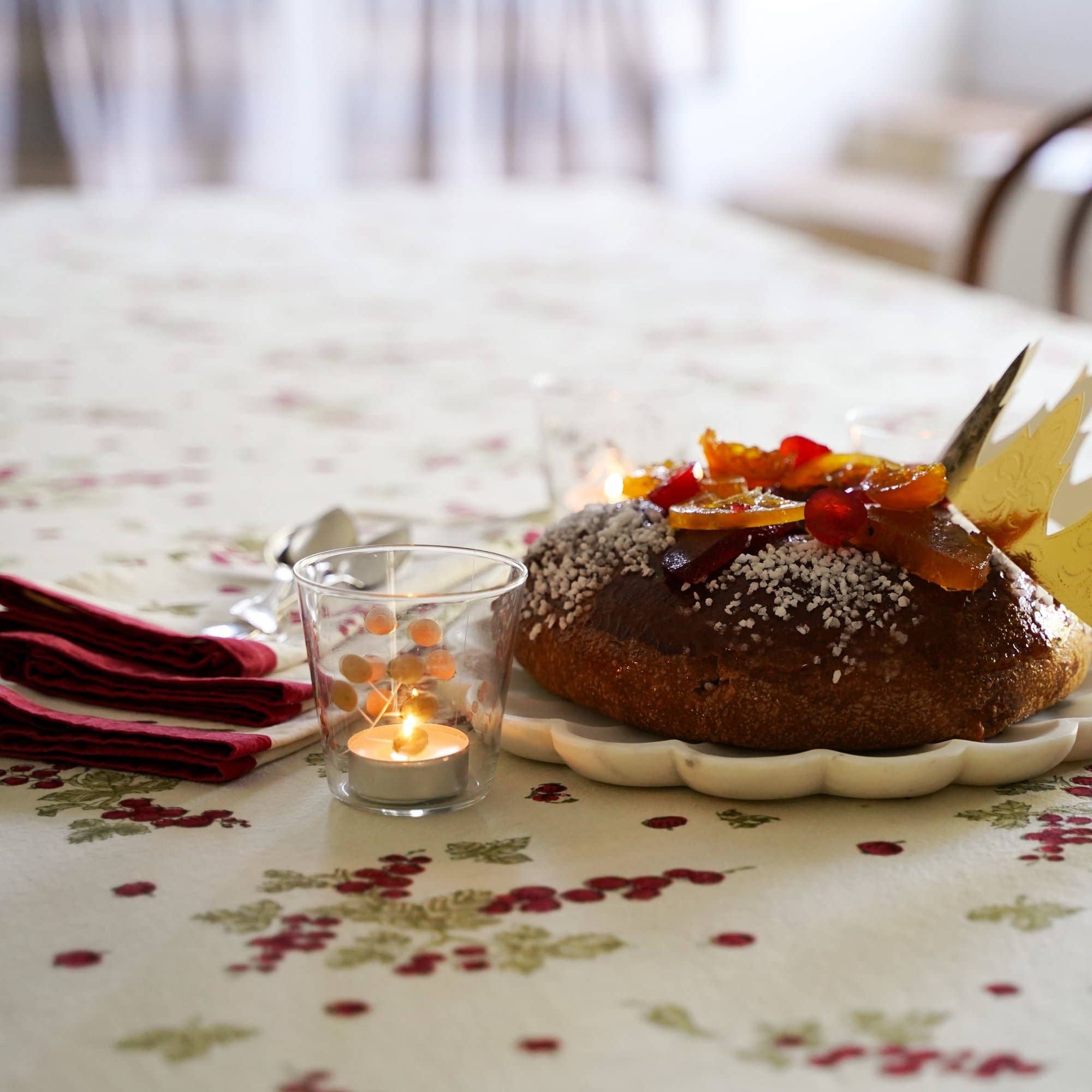 Couleur Nature - Wholesale Tablecloth - Gooseberry Red & Green | French Tablecloths8