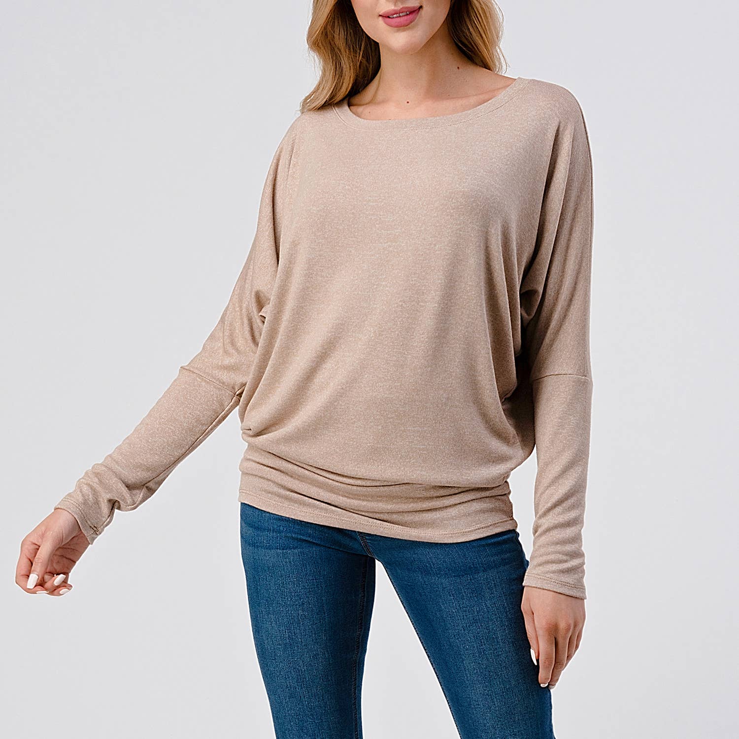 Heimious - Vente Haut en maille – femme - Haut en tricot Hacci à manches longues et col rond à manches Dolman, 270130