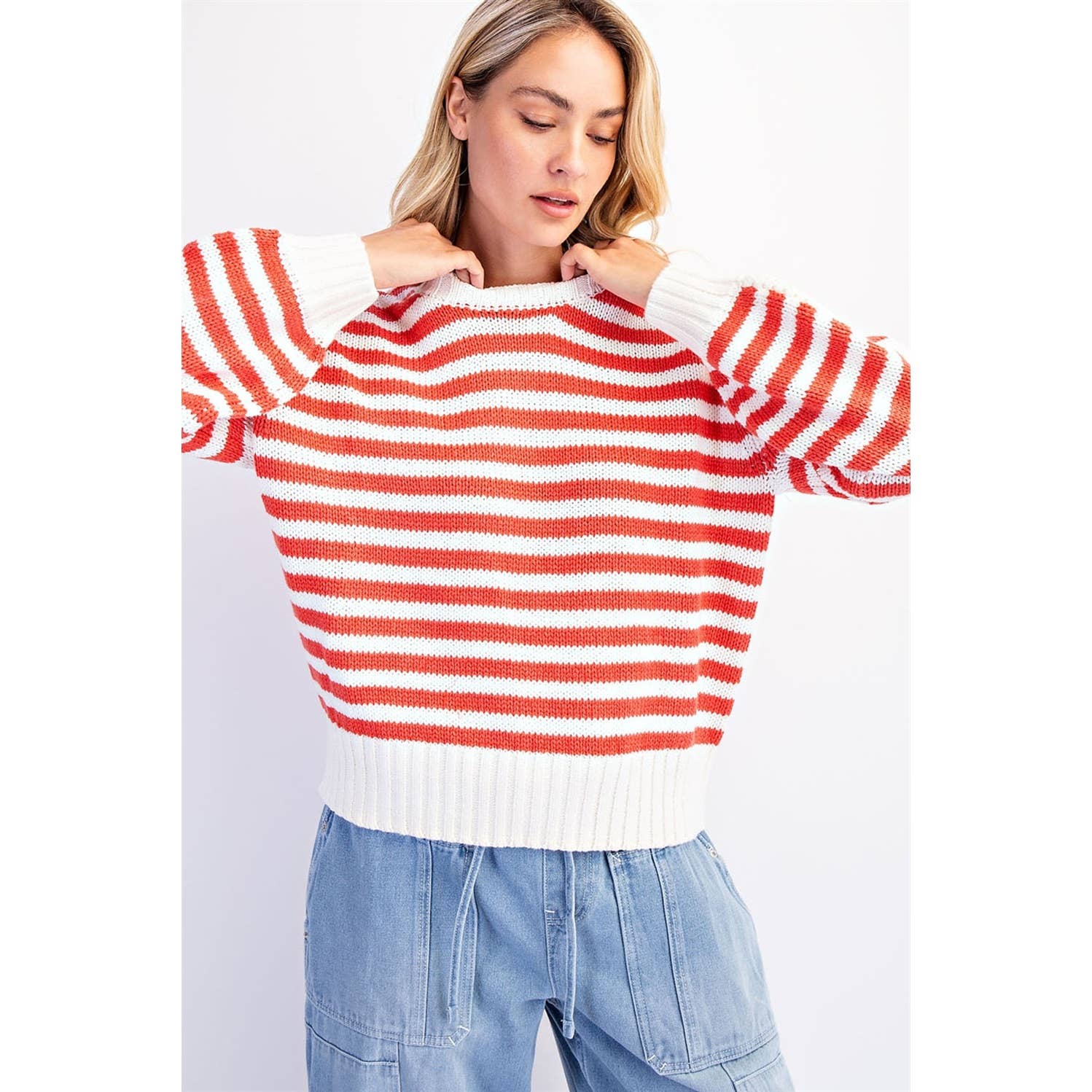 COTIERRA - Vente Pull en maille – femme - PULL RAYÉ À COL ROND8