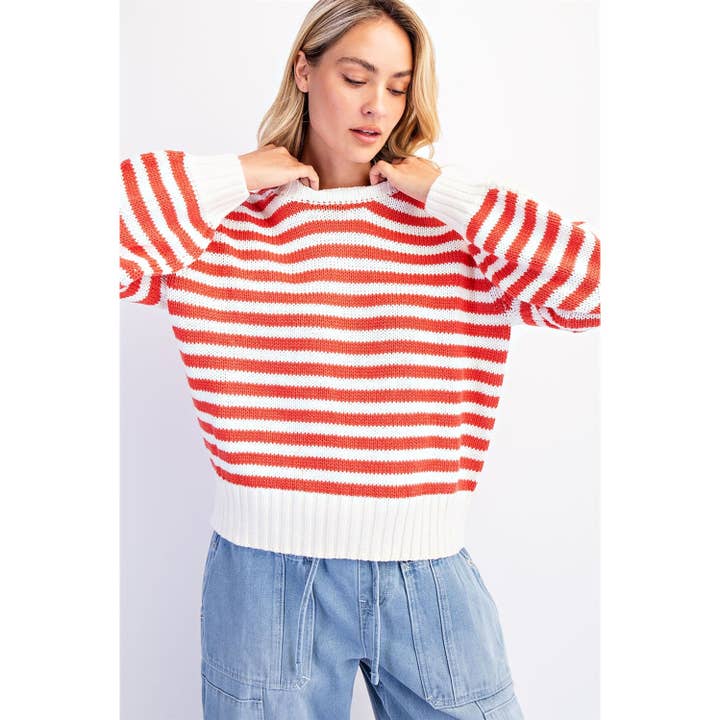 COTIERRA - Vente Pull en maille – femme - PULL RAYÉ À COL ROND8