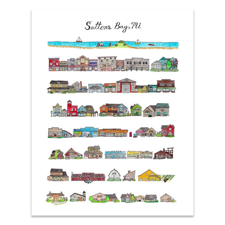 8.5" x 11" Suttons Bay Michigan for wholesale by Jodi Lynn's Emporium of Doodles