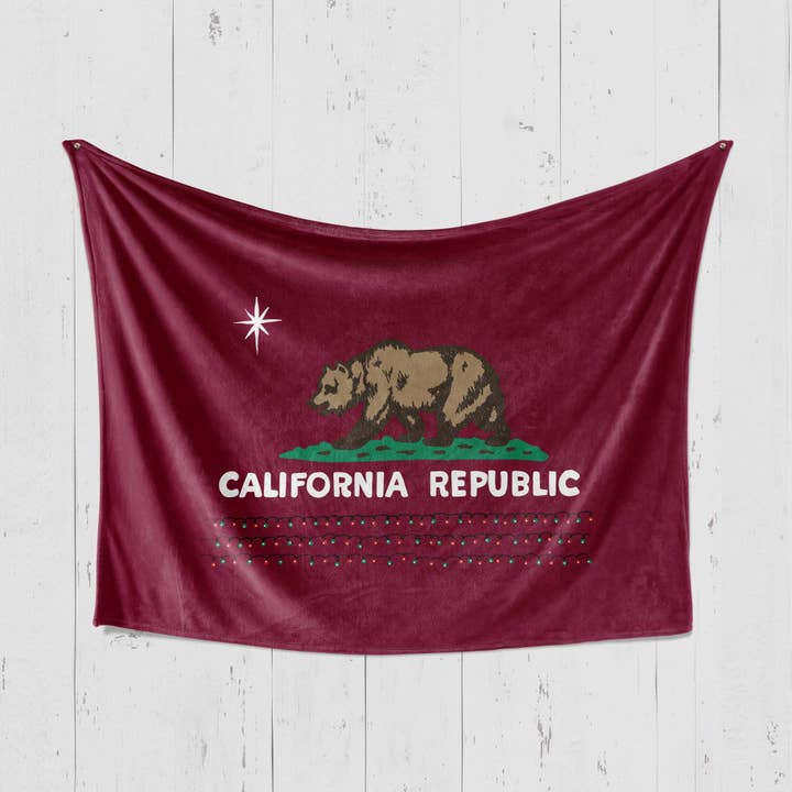 Christmas California Republic Red Blanket for wholesale by State Bliss