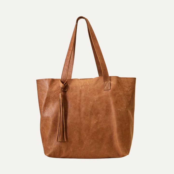 Draagtas | Cognac leer „Austin Tote” voor wholesale door Paulyjen