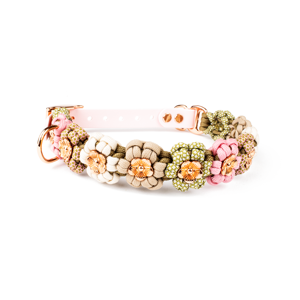 Tierluxe - Wholesale Pet Collar - Dog - Dog Collar Animal Luxury Flowers Paracord1