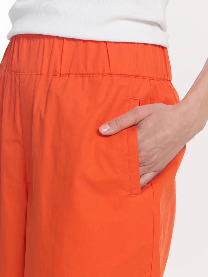 LABDIP - Wholesale Pants - Women's - Wide Poplin Trousers with Elastic Waist UKA Tangerine