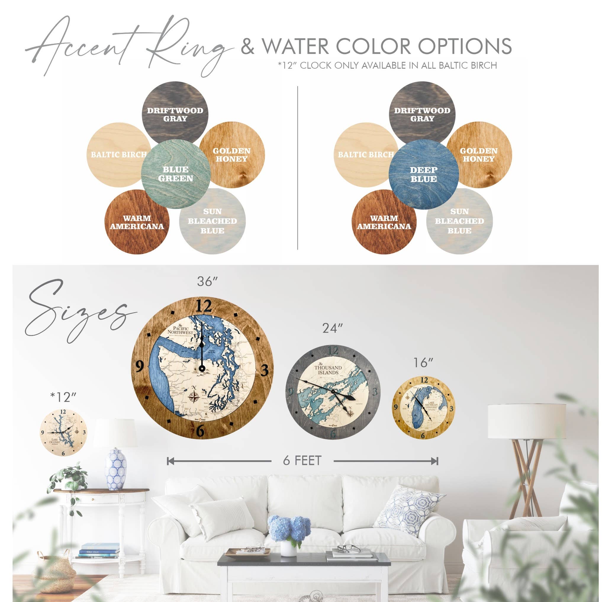 Sea & Soul Nautical Chart Art - Wholesale Wall Clock - Claytor Lake Virginia Nautical Map Wood Wall Clock - 2 Level9