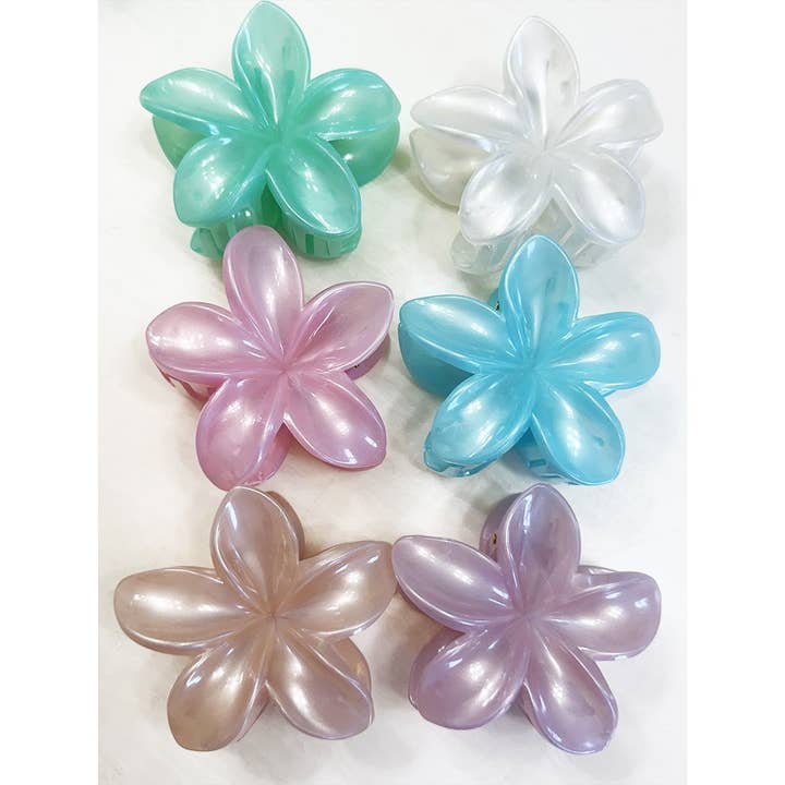 Glowy Hawaiian Plumeria Hair Claw Clip for wholesale by Love and Repeat