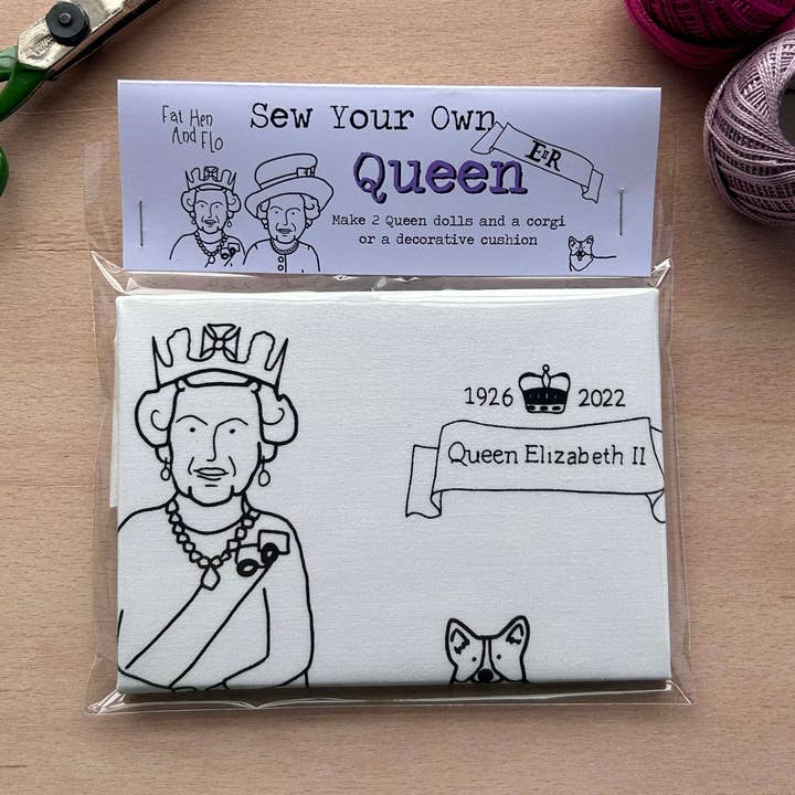 Queen Elizabeth II - Sew Your Own Queen cushion kit for wholesale by Fat Hen And Flo