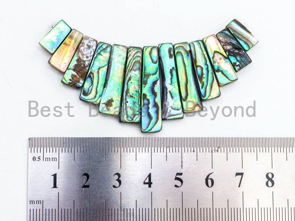 BestBeads&Beyond - Wholesale Beads - Natural Abalone Shell Graduated Bar Shaped Beads, Analone Fo3