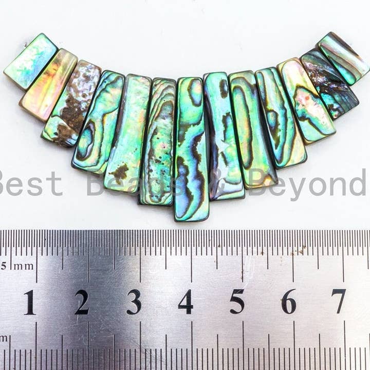BestBeads&Beyond - Wholesale Beads - Natural Abalone Shell Graduated Bar Shaped Beads, Analone Fo3