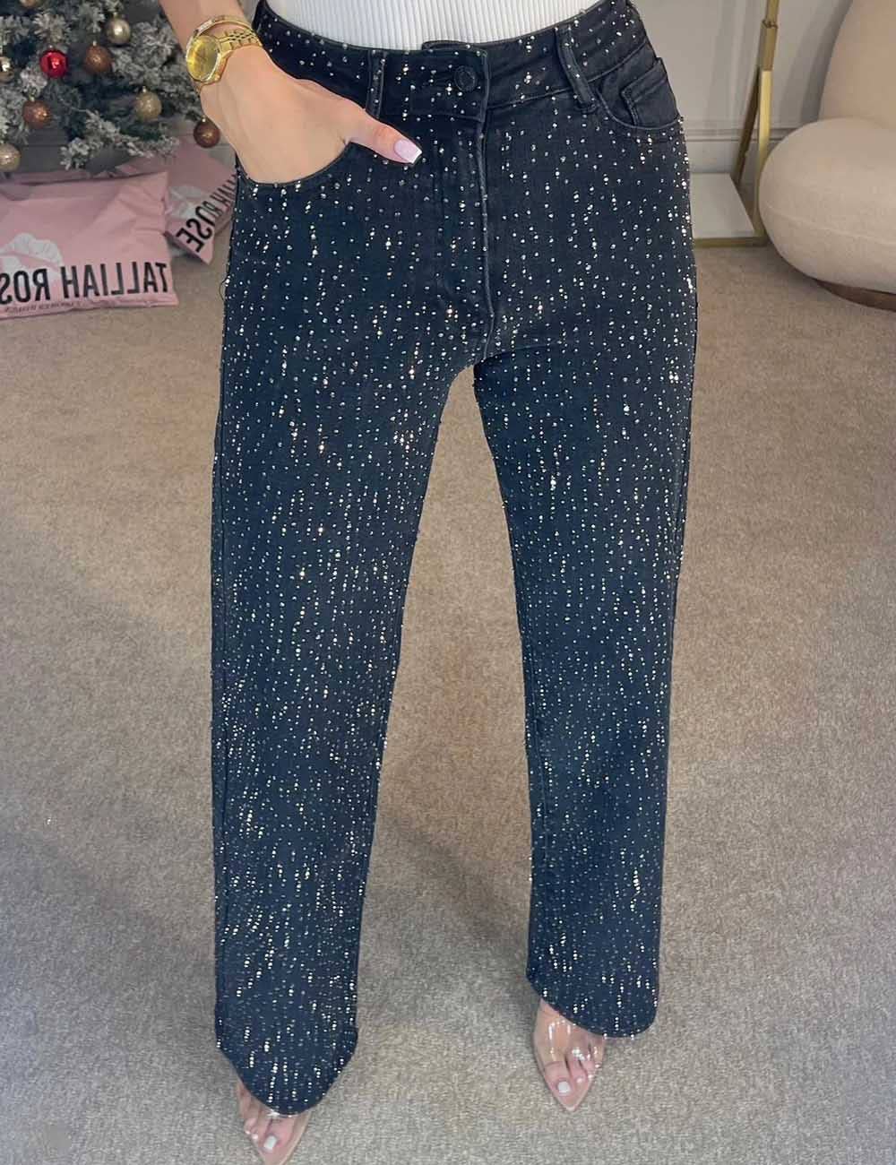 Sweetkama – wholesale Jeans - Dam – Damjeans med raka ben och strassknappar samt fickor2