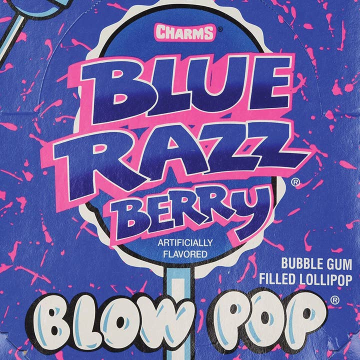 Grandpa Joe's Candy Shop - Wholesale Lollipop - Charms Blue Razzberry, Raspberry, Lollipop 48ct Case