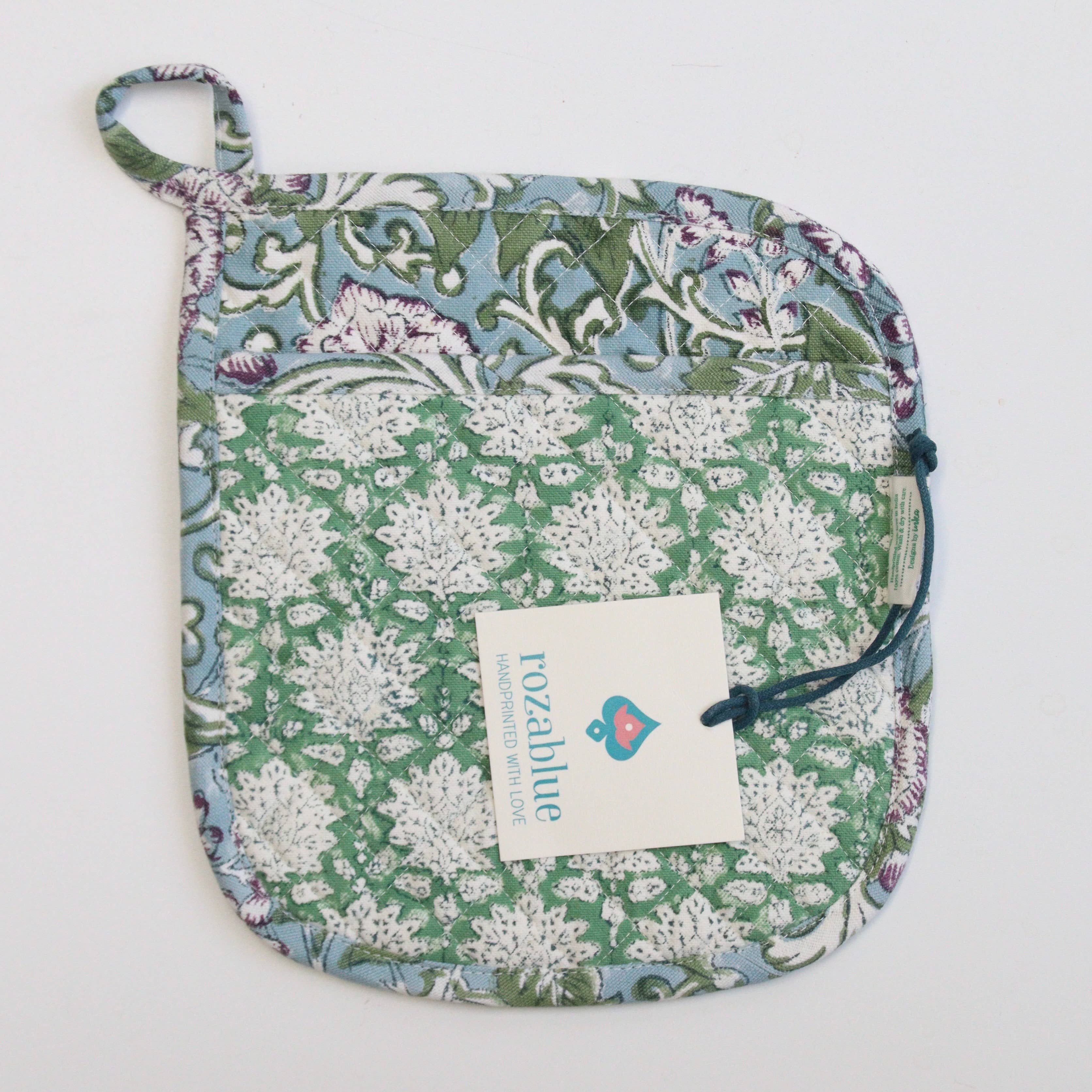 Rozablue - Wholesale Oven Mitt/Pot Holder - Blue-green Oven Mitt & Pot Holder Set in different prints 4