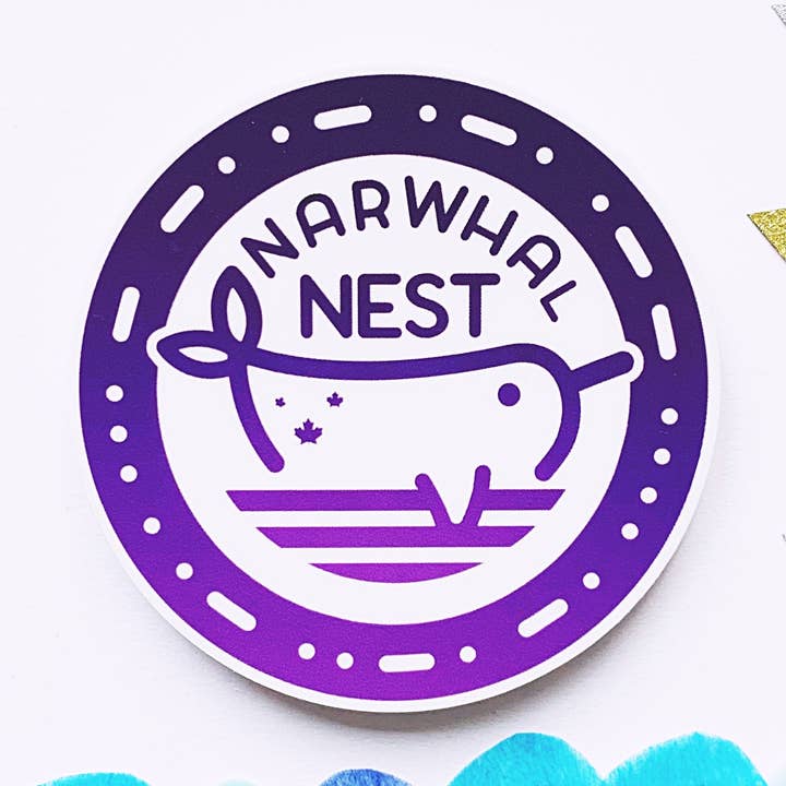 Narwal lila Morsecode-Aufkleber für den Großhandel von Narwhal Nest