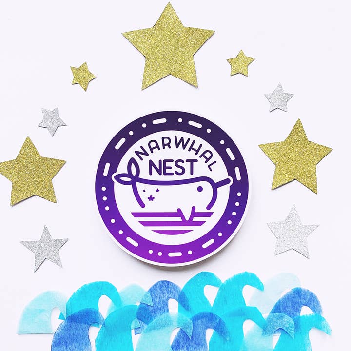 Adesivo codice Morse viola narvalo per la vendita all'ingrosso da parte di Narwhal Nest