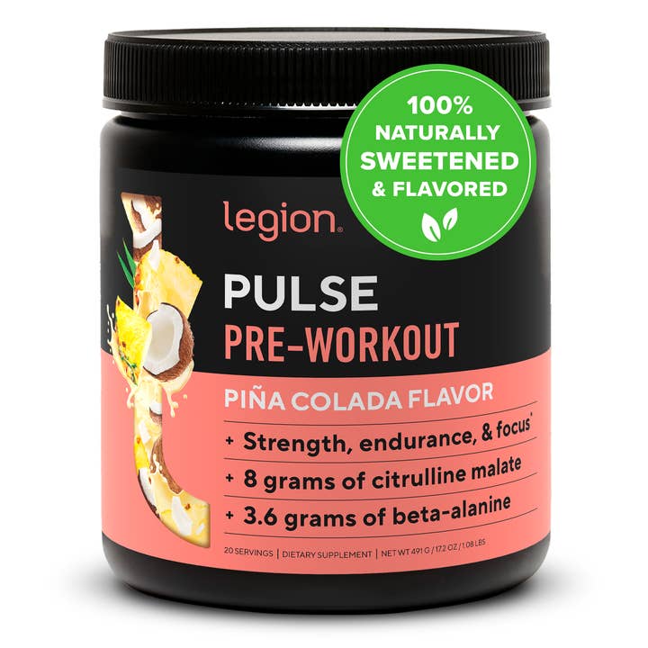 Legion Athletics, Inc. - Wholesale Protein/Superfood Powder - Legion Pulse Natural Pre-Workout Supplement - 20 Servings (Piña Colada)