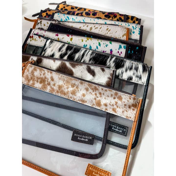 Boho Ranch Shop - Wholesale Makeup/Cosmetic Bag - Cowhide Clear Toiletry Makeup Bag, organizer, Travel