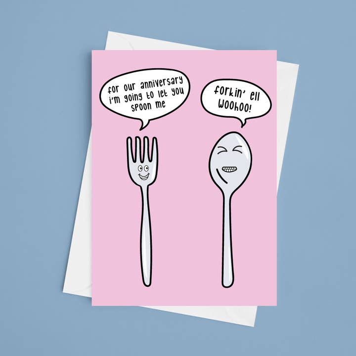 Spoon Me - 5x7 Anniversary Card for wholesale by Laura Lonsdale