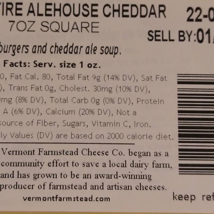 Vermont Farmstead Cheese Co. - Wholesale Cheese - Fat Tire Alehouse Cheddar2